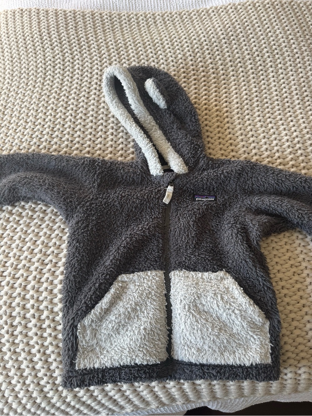 Patagonia Gray Furry Friends Sherpa Fleece Hoody Hoody